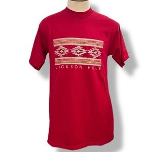 Vintage 90s Jackson Hole Wyoming Tribal Art Single Stitch Jerzees T Shirt LARGE